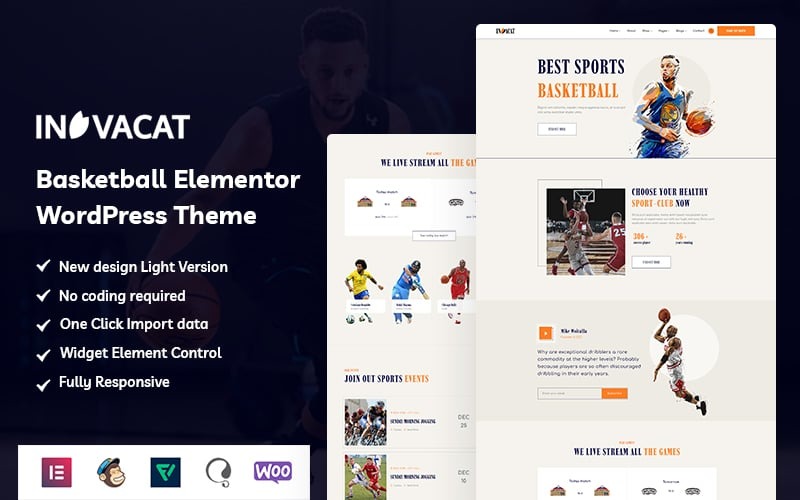 Invacat - Tema WordPress Elementor de Basquete