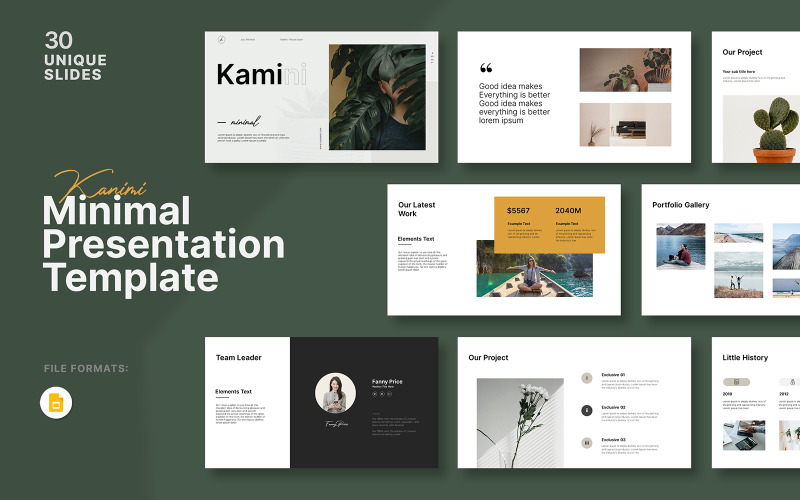 Камини Минимальная презентация Googleslide