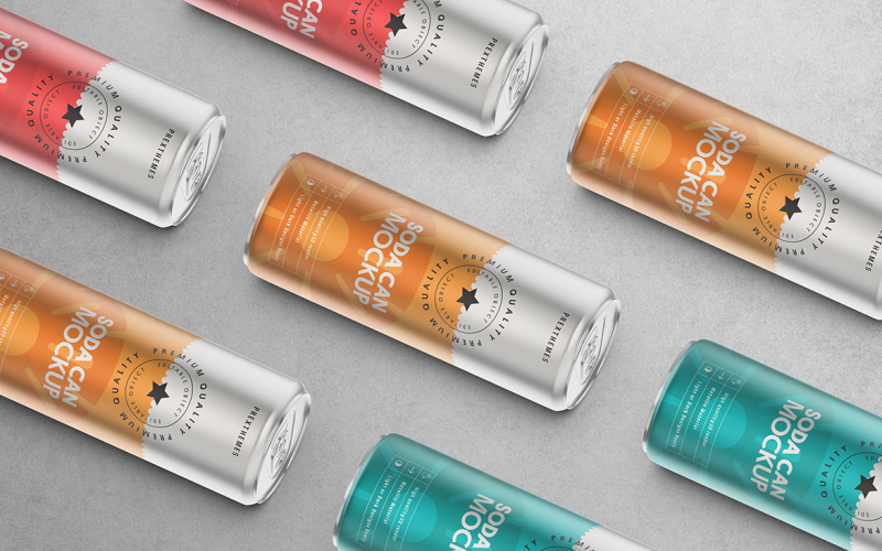 Mockup PSD di lattina di soda Vol 15
