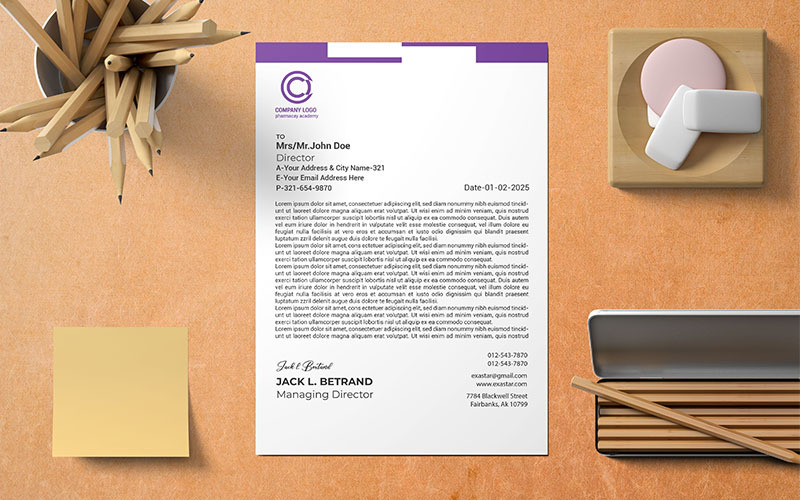 Papier à lettre d'affaires minimal au design plat_180