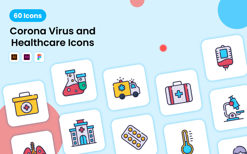 电晕病毒和医疗图标