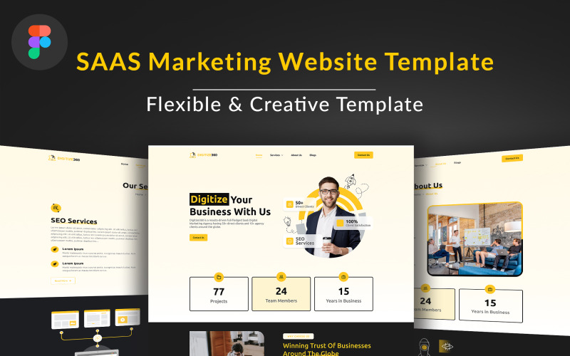 Digitalisera 360 : SAAS Landing Page Figma Mall