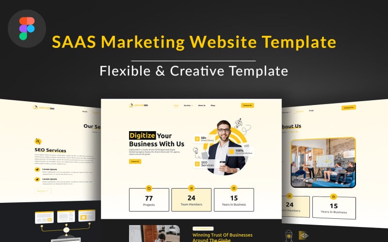 Digitalizacja 360: Szablon Figma strony docelowej SAAS