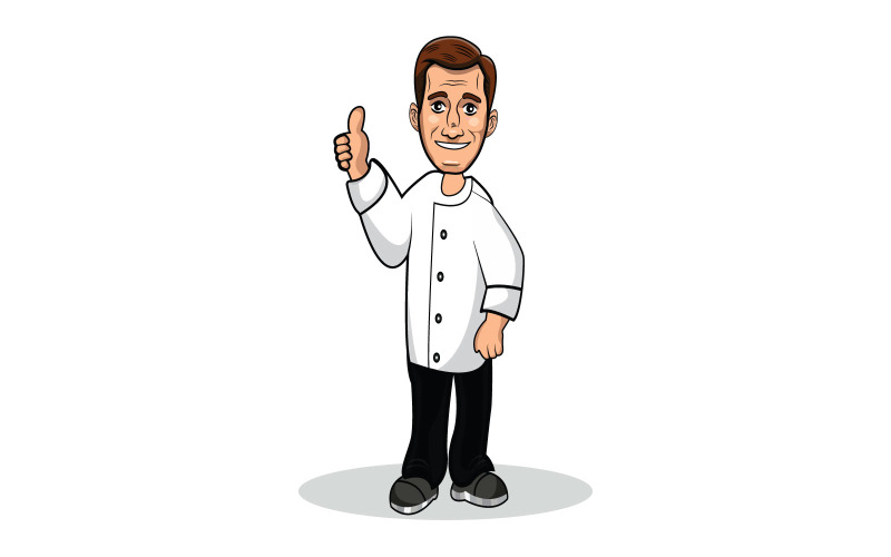 Caricature de chef montrant les pouces vers le haut illustration vectorielle