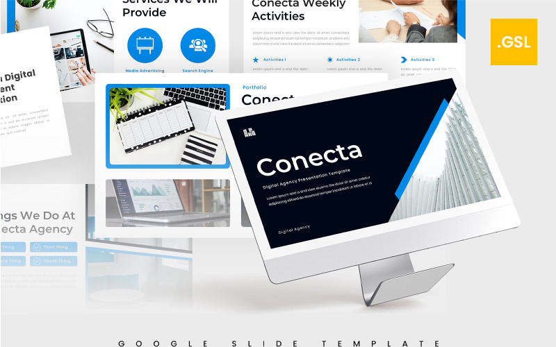 Conecta – šablona Prezentací Google pro digitální agenturu