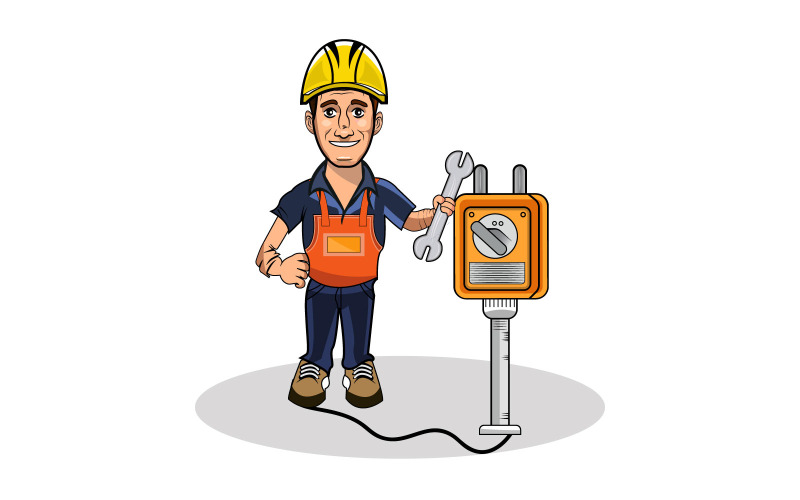 Elektriker hält Schraubenschlüssel Stock Illustration