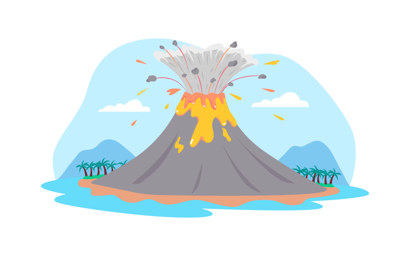 Illustration vectorielle d'éruption volcanique