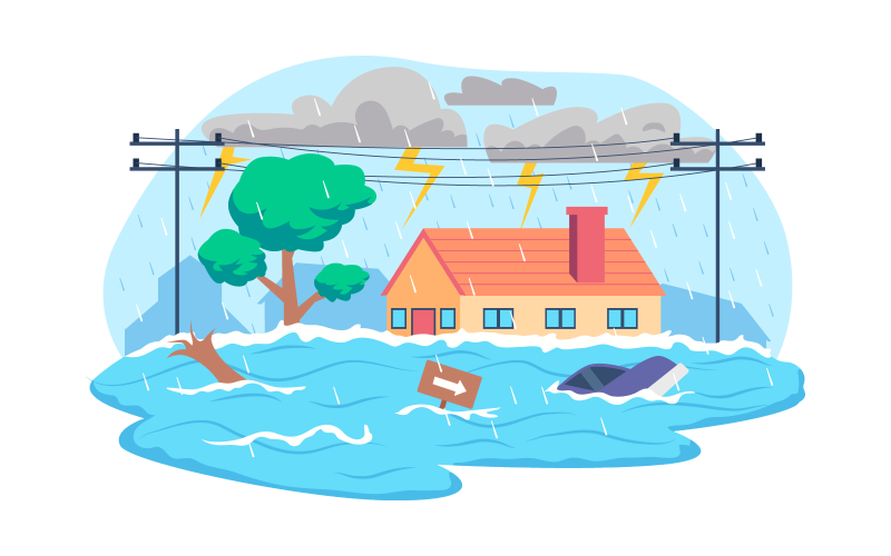 Ilustracja wektorowa powodzi