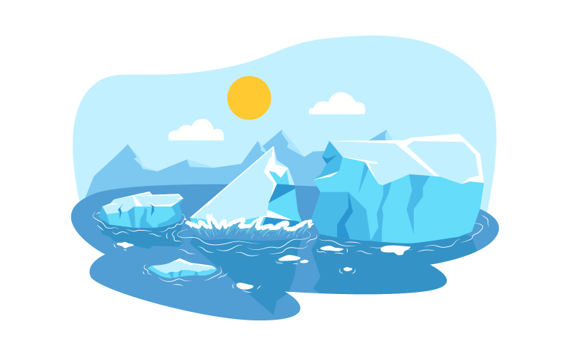 Ilustracja wektorowa topniejącego lodowca