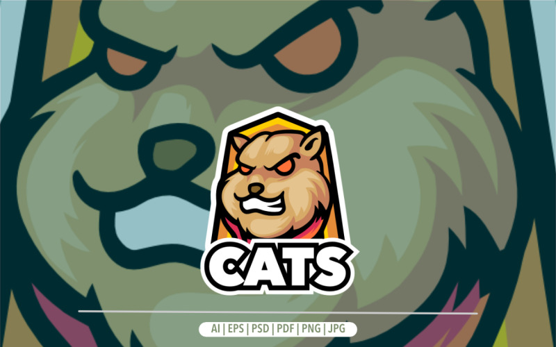 Kočičí maskot kreslený design loga sport