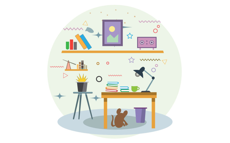 Student workplace vector illustration