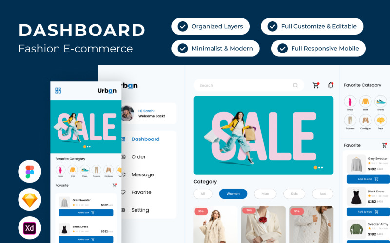 Urban - Dashboard Fashion E-kereskedelem