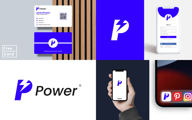 Design de logotipo comercial premium e design de cartão de visita. v2