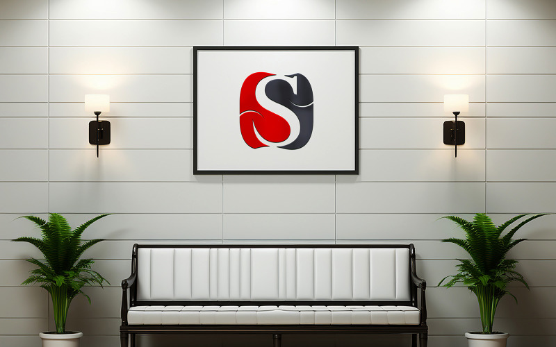 макет бизнес-логотипа, макет логотипа офисной стены, макет логотипа в помещении со стеной Freme