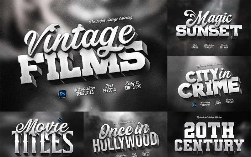 Plantillas de Photoshop para títulos de películas antiguas