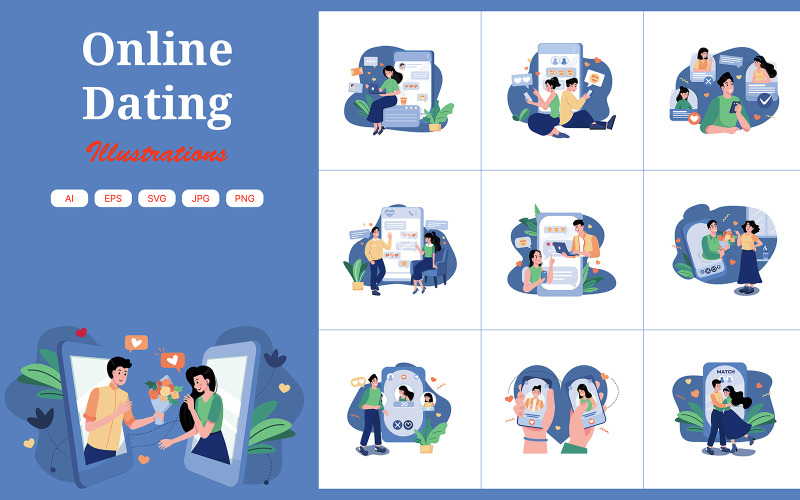 M435_Online Dating-illustratiepakket