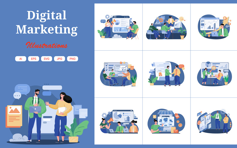 M446_Paquete de ilustraciones de marketing digital