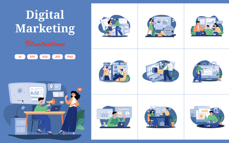 M453_Pacote de ilustrações de marketing digital