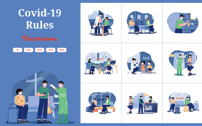M465_Paquete de ilustraciones de reglas de Covid 19