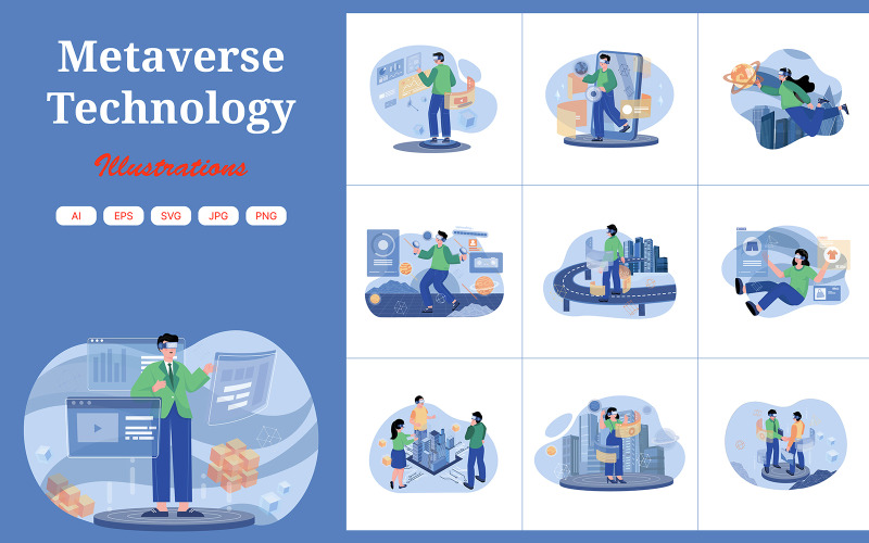 M468_Paquete de ilustraciones de tecnología Metaverse