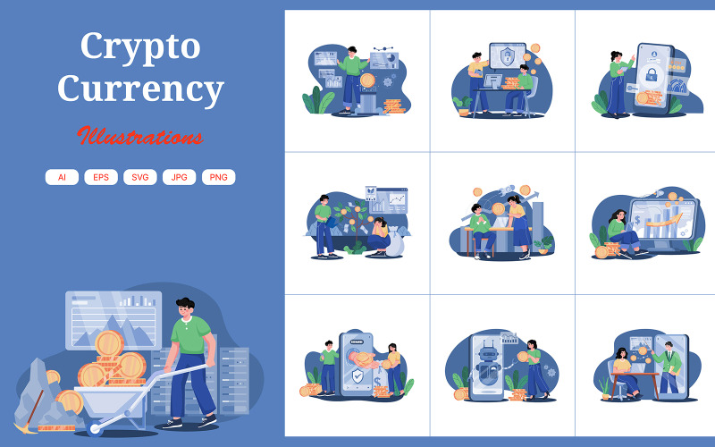 Pack d'illustrations M437_Crypto-monnaie