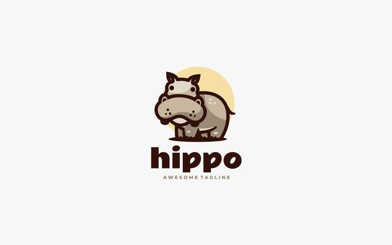 Hippo enkel maskotlogotypdesign