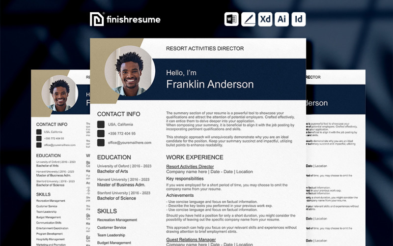 Modèle de CV de directeur des activités du complexe | Terminer le CV