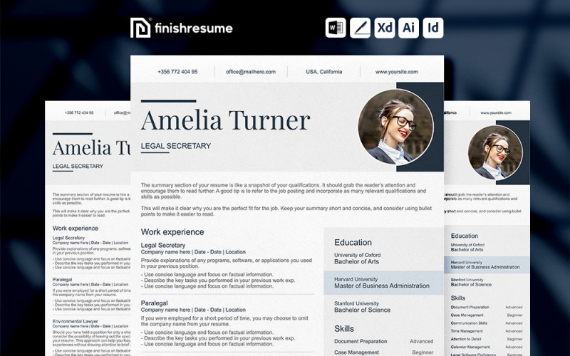 Modèle de CV de secrétaire juridique | Terminer le CV