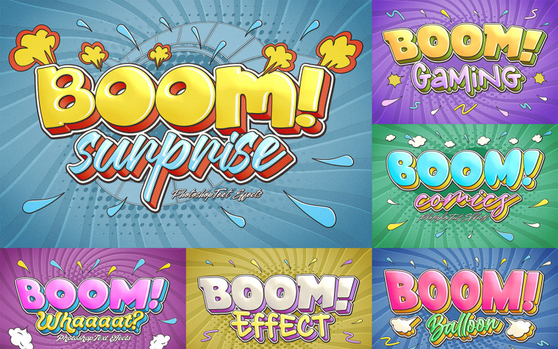 Boom Metin Efektleri Photoshop Şablonları