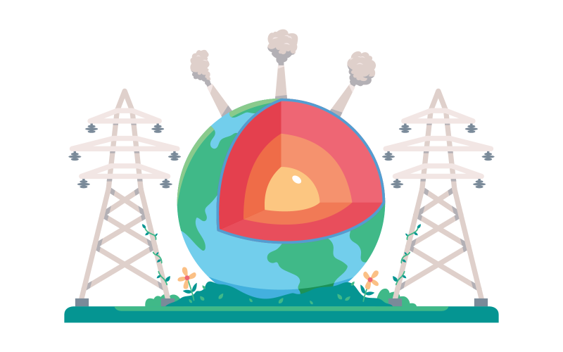 Illustration vectorielle de l'énergie géothermique