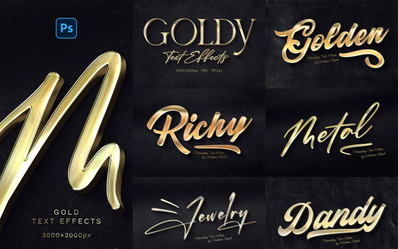 金色文字效果 Photoshop 模板