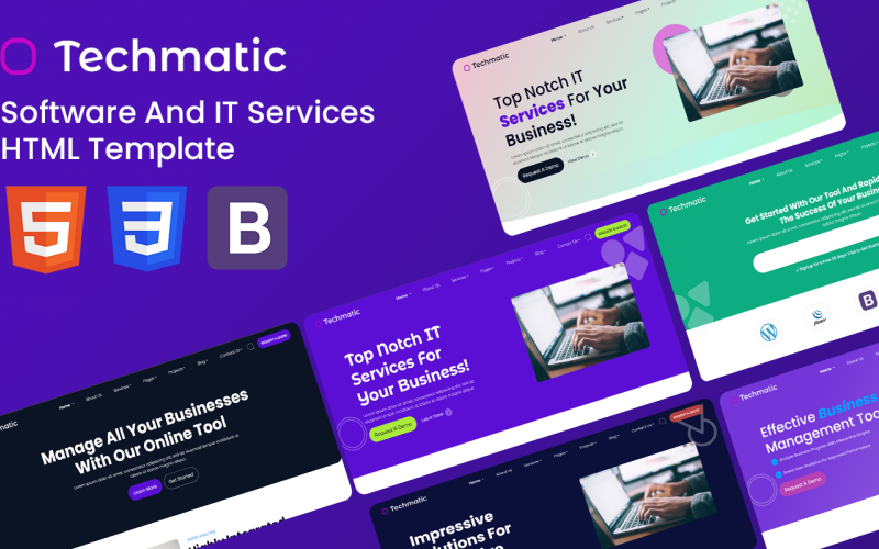Techmatic - Plantilla HTML de software y soluciones de TI