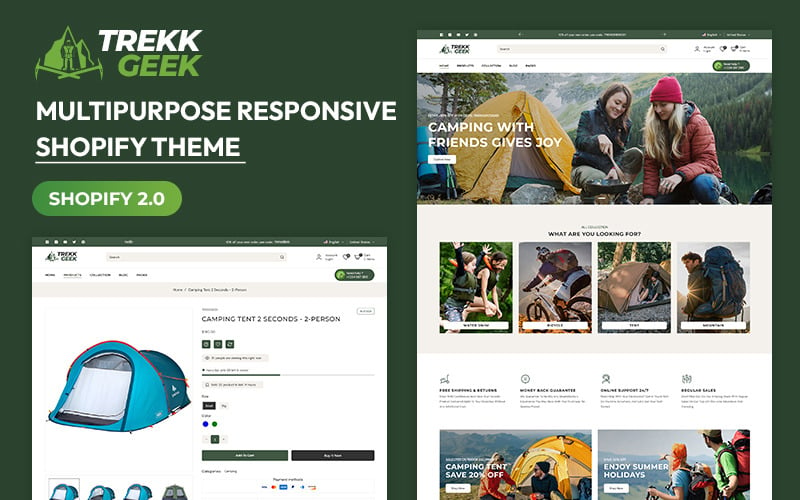 Trekk Geek - Tour Aventura Trekking y Camping, Senderismo Tema multiusos Shopify 2.0 Responsive