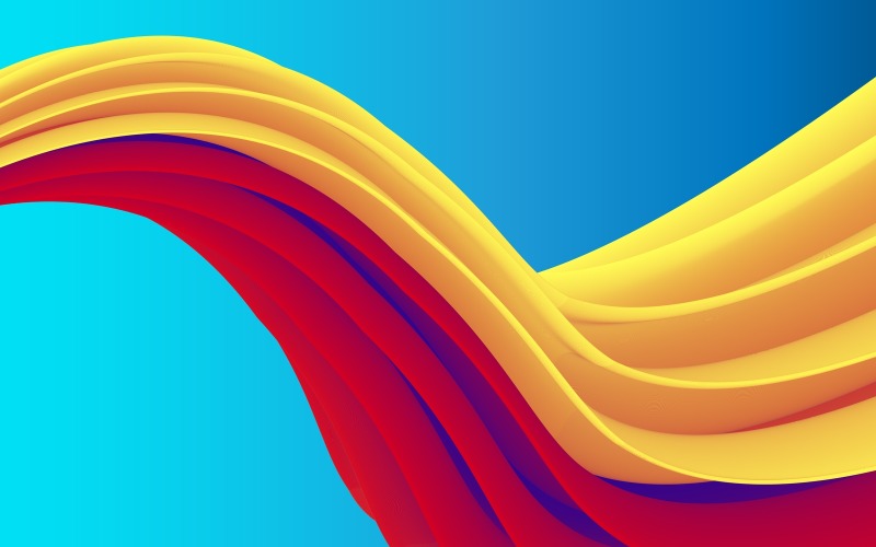 Vector de plantilla de ilustración de líneas de forma 3D amarillas y rojas abstractas