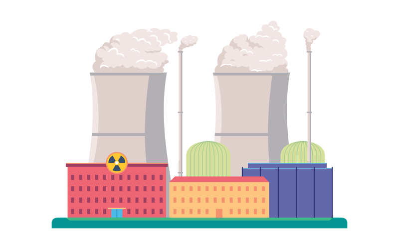 Векторная иллюстрация атомной электростанции