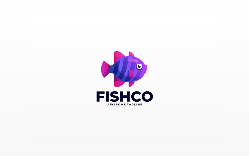 Kolorowe logo z gradientem ryby 3