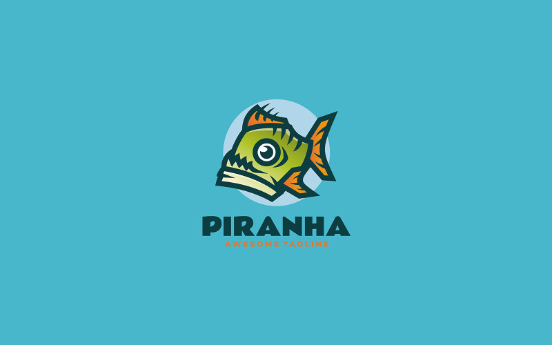 Простой логотип талисмана Пираньи 2