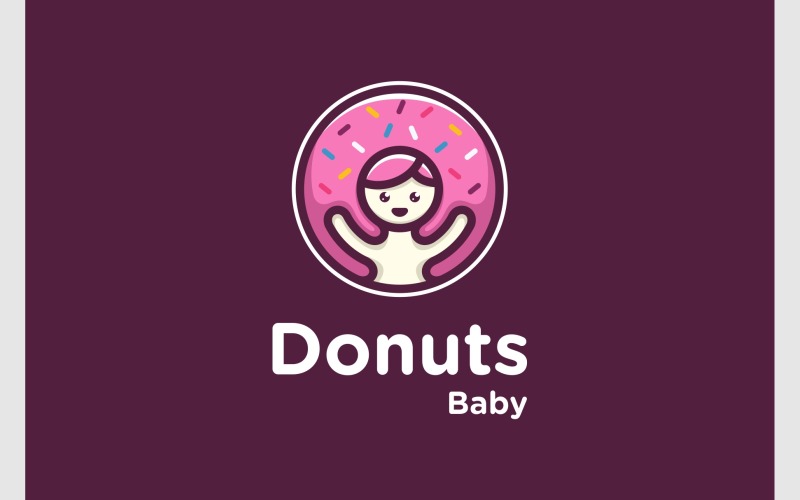 Logo mignon de boulangerie de beignets de bébé