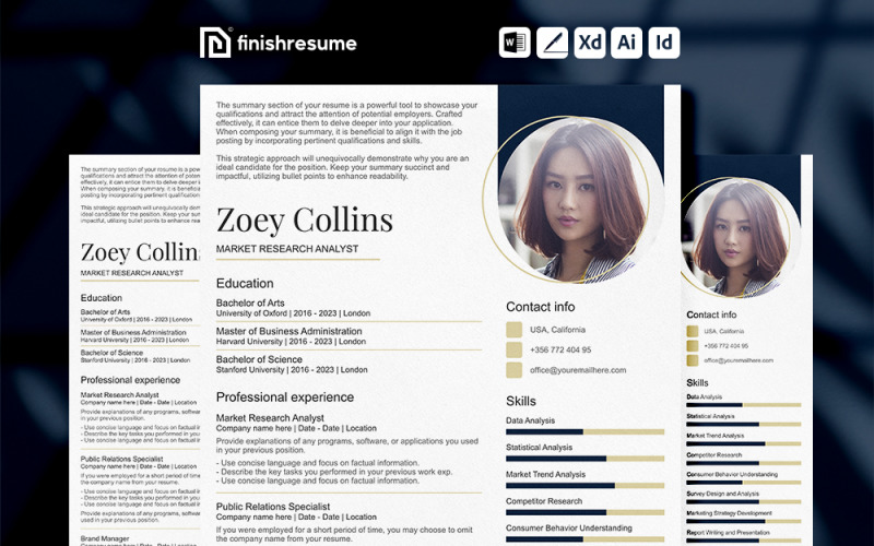 Pazar araştırması analisti Özgeçmiş Şablonu | Devam Etmeyi Bitir