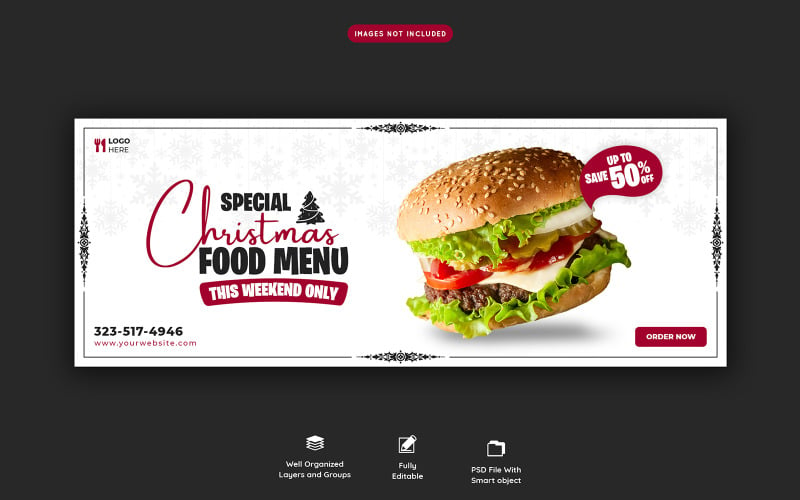 Food Manu Restaurant-Cover-Banner-Vorlage - TemplateMonster