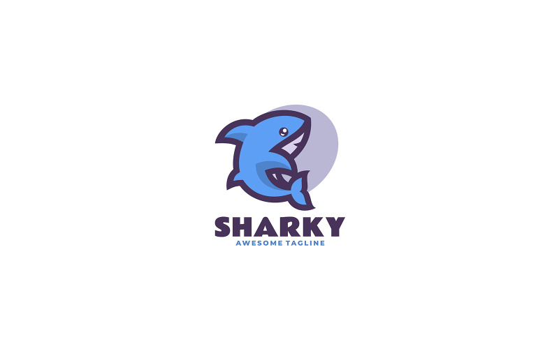 Logo de mascotte simple de requin 3