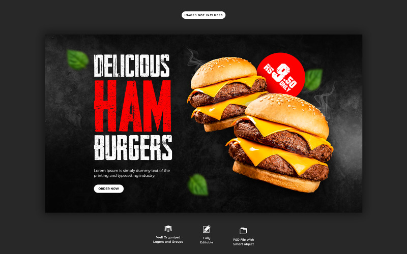 Смачний гамбургер Шаблон веб-банера для соціальних мереж