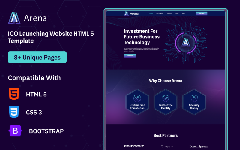 Arena ICO lanza plantilla de sitio web HTML5 Bootstrap