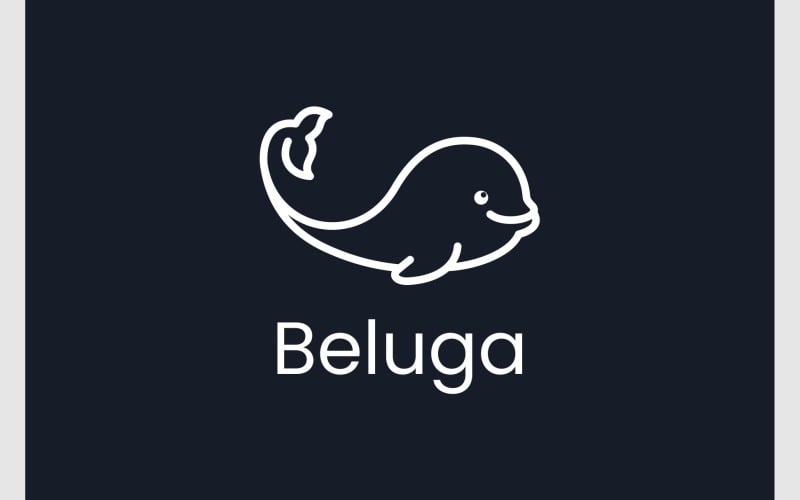 Beluga Whale Cetacean Simple Logo
