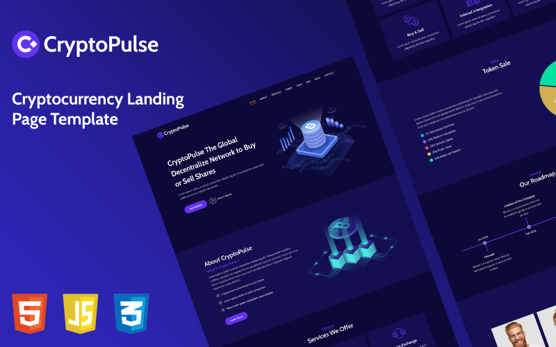 CryptoPulse - Шаблон целевой страницы криптовалюты