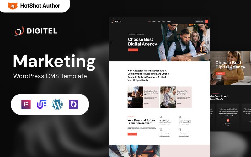 Digitel — motyw WordPress Elementor dotyczący marketingu biznesowego