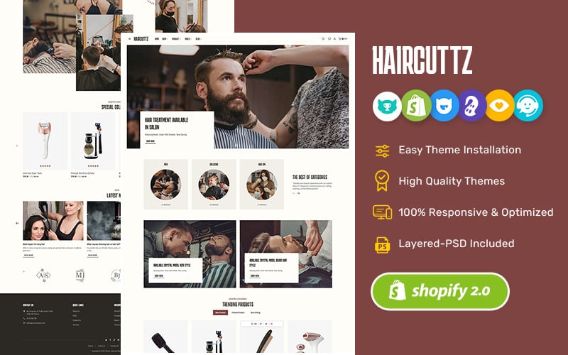 HairCuttz - Modern Shopify Theme For Barber Shop & Hair Beauty Saloon