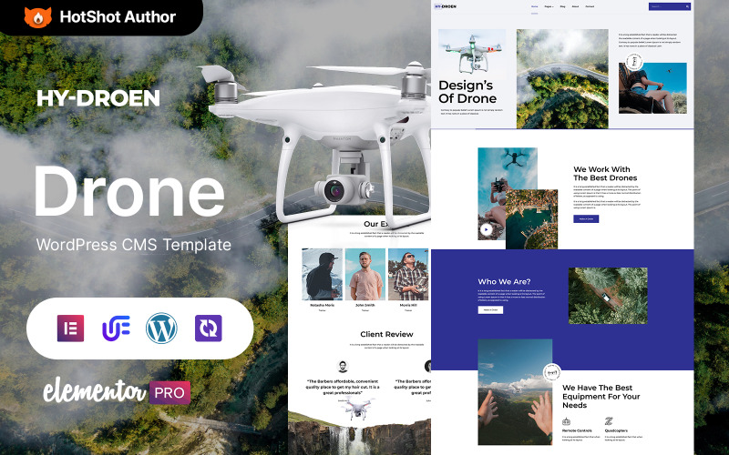 Hydroen — motyw WordPress Elementor do uruchamiania dronów i helikopterów