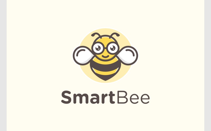 Logo de dessin animé de mascotte d'abeille mignonne