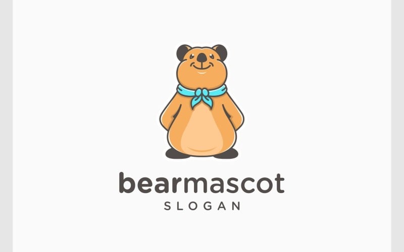 Logo kreskówki słodkiego misia maskotki